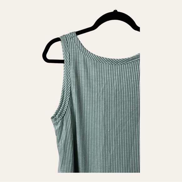 0439W. BLUMIN APPAREL TANK TOP 1X SAGE GREEN AND WHITE STRIPES - Picture 8 of 9